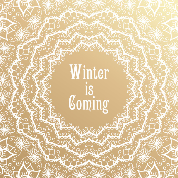 Winter is coming lettering. Golden Congratulations card. - ベクター画像