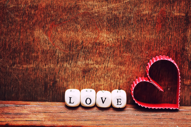 background wood heart shape love - Foto, imagen