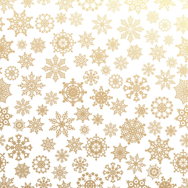 Various golden winter snowflakes. Vector set - Вектор, зображення