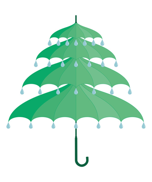 Weihnachtsbaum aus grünen Regenschirmen - Vektor, Bild