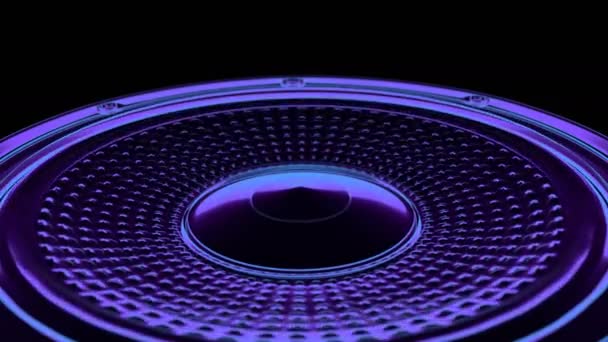 varrat nélküli vj zenei mozgás hurok - neon hangszóró. 3D render - Felvétel, videó