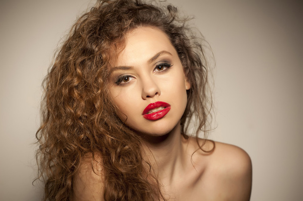 beautiful woman with curly hair - Photo, Image