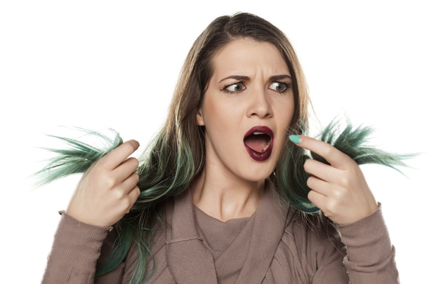 woman with green hair - Photo, Image