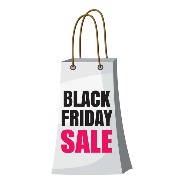 Shopping bag black friday sale icon, cartoon style - Διάνυσμα, εικόνα