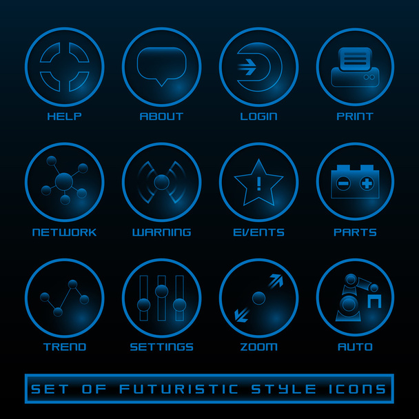Set of Futuristic User Interface Icons - Vector, Image