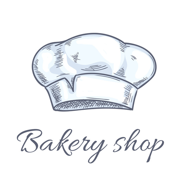 Bäckerhut-Vektorskizze für Bäckerladen-Emblem - Vektor, Bild