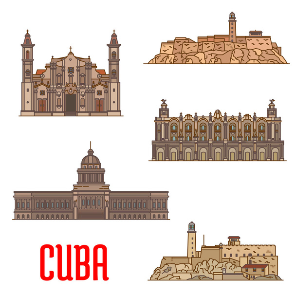 Landmarks and sightseeings of Cuba - ベクター画像