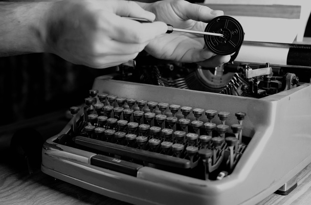 Černobílý retro psací stroj dopis - Fotografie, Obrázek