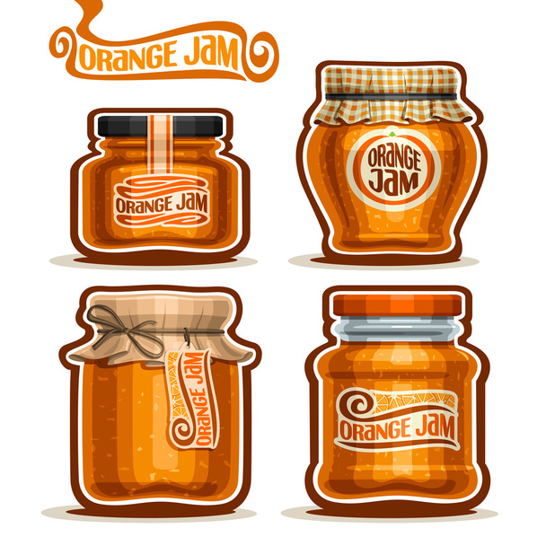 Logotipo do vetor Orange Jam em frascos de vidro
 - Vetor, Imagem