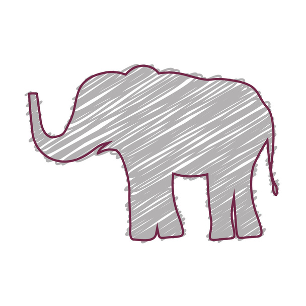 renkli fil hayvanla birlikte siluet - Vektör, Görsel