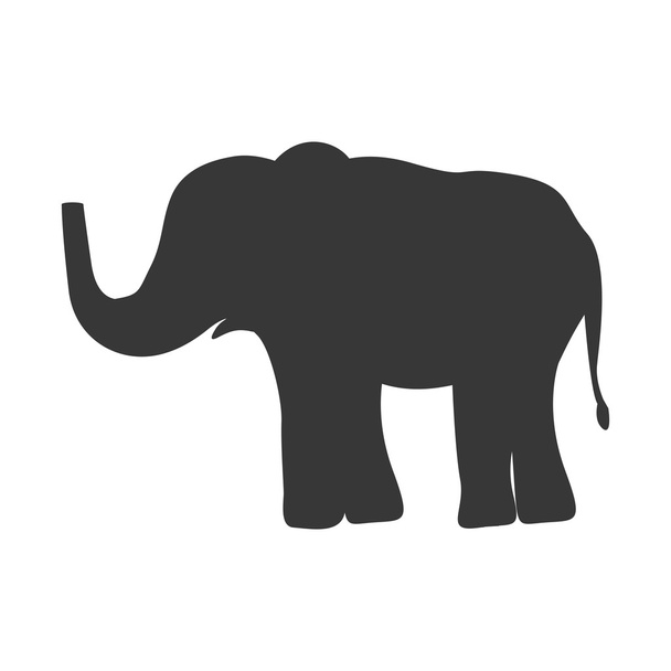 silhouette with elephant wild animal - Vector, Image