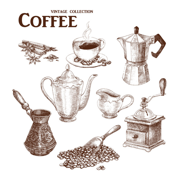 Coffee set 3 - Vecteur, image