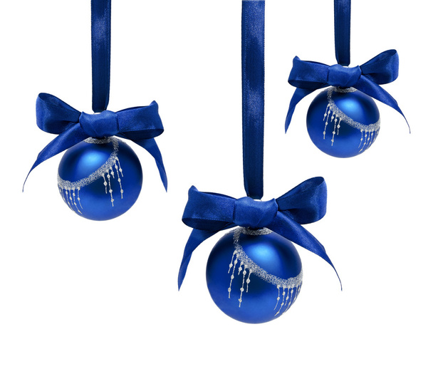 Hunging blue christmas balls isolated - Foto, immagini