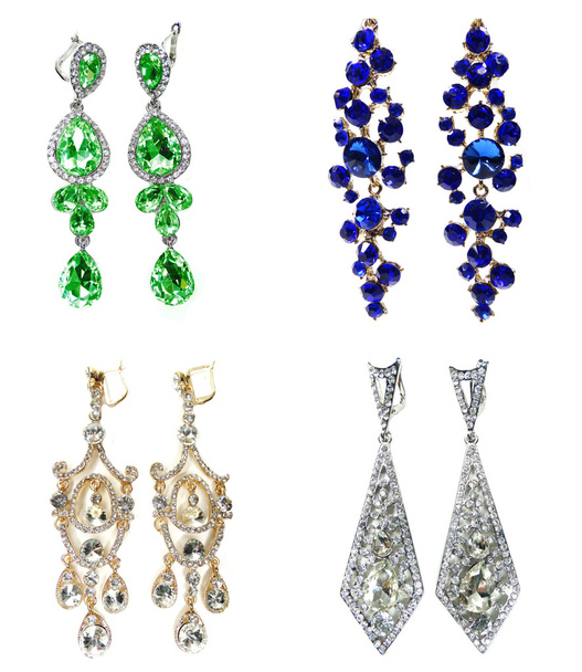 earrings with bright crystals jewelry - Photo, Image
