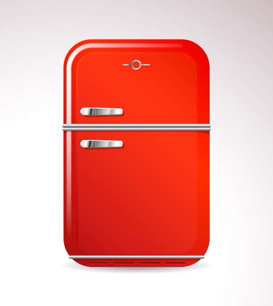 roter Kühlschrank im Retro-Design - Vektor, Bild