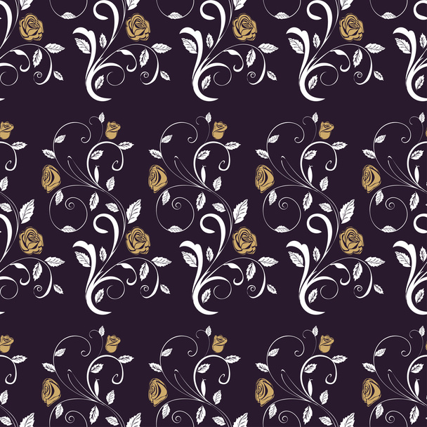 Retro seamless pattern branches roses. - Vector, afbeelding