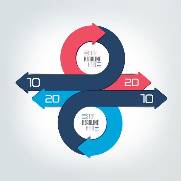 Circle, round  arrows infographic. Template, scheme, diagram, chart, graph, presentation. Business concept with 2 steps, options, processes. - ベクター画像