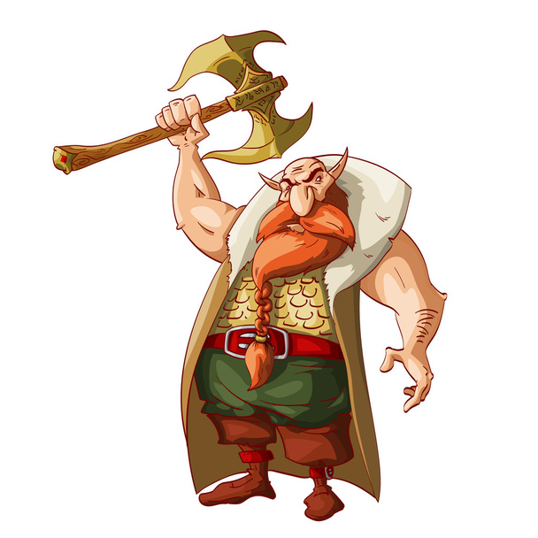 Cartoon fantasy dwarf warrior - Vector, afbeelding
