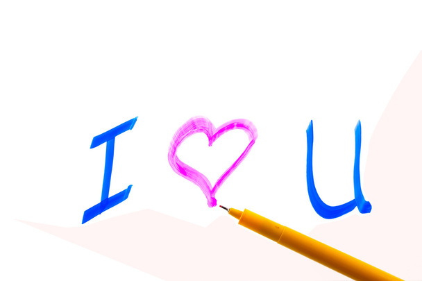 pero s psaní, že miluji tě slovo, izolované - Fotografie, Obrázek