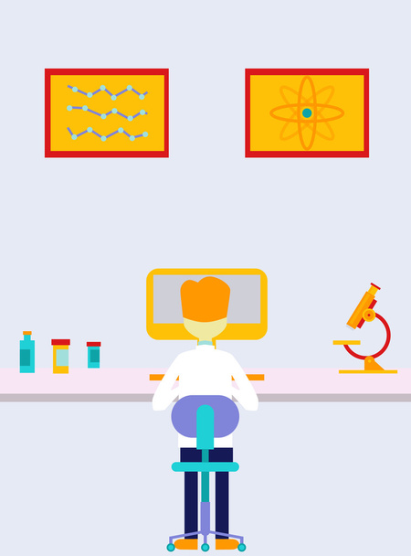 Pharmacist with computer - Vector, Image