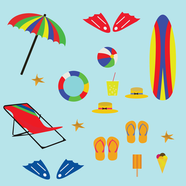 Beach ikon készlet illusztráció vektor - Vektor, kép