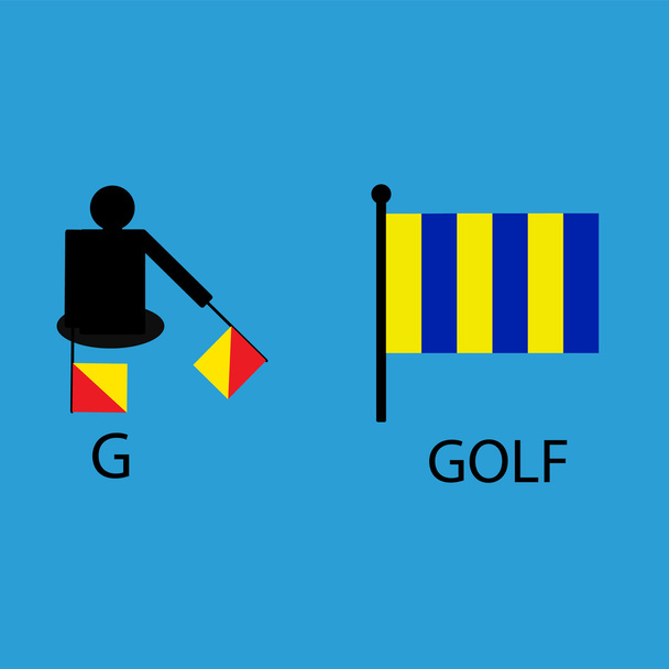 International marine signal flag, sea alphabet , vector illustration, semaphore, communication, golf. - Vector, Image