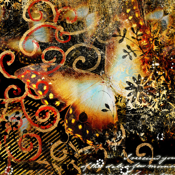 Abstract artwork with butterfly - Foto, Imagem