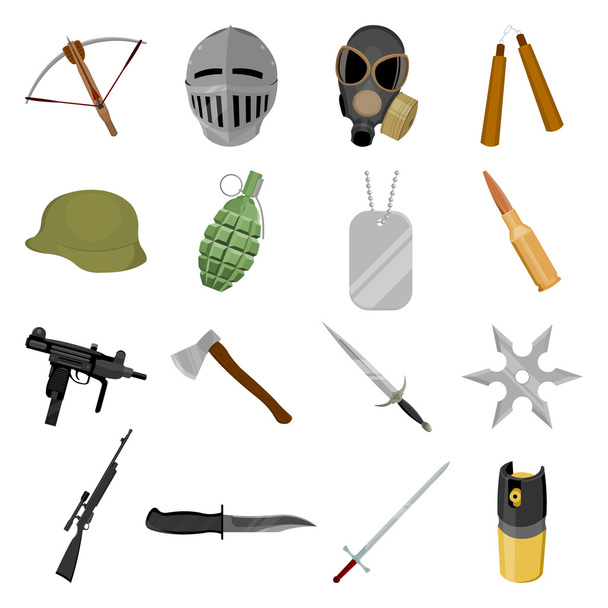 Weapon set icons in cartoon style. Big collection weapon vector symbol stock illustration - Vektor, Bild