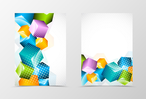 Front and back dynamic geometric flyer template design - Вектор,изображение