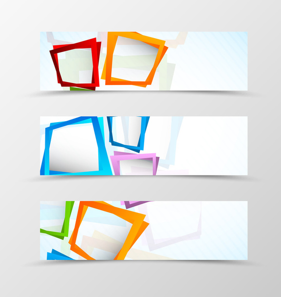 Set of header banner geometric design with colorful rectangles in dynamic style - Vector, Image