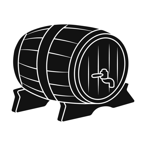 Icono de barril de cerveza en estilo negro aislado sobre fondo blanco. Oktoberfest símbolo stock vector ilustración
. - Vector, imagen
