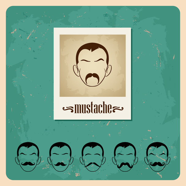 Conjunto de caras de ilustración vectorial con bigotes
 - Vector, imagen