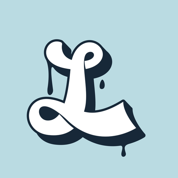 L brief kalligrafie logo. Handgeschreven letters.  - Vector, afbeelding