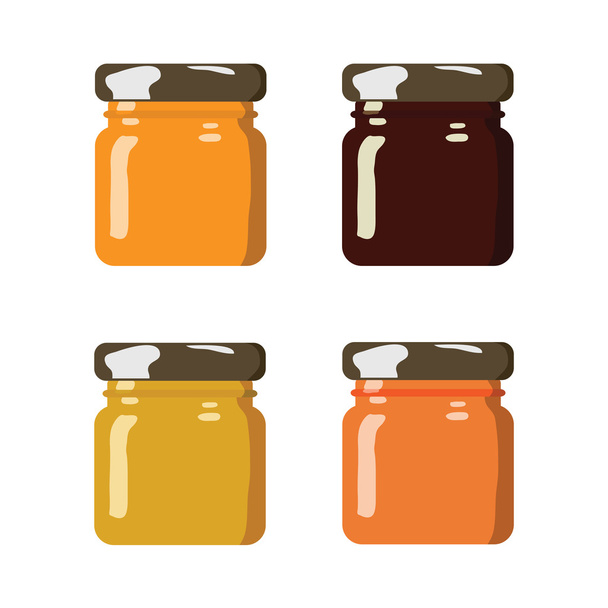 Tarro de vidrio con mermelada, configurar o miel. Ilustración vectorial. Colección de envases. - Vector, Imagen