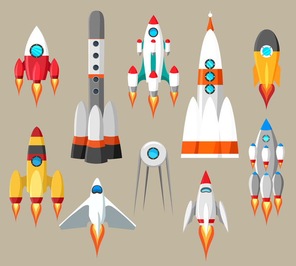 Cartoon rockets icons - Διάνυσμα, εικόνα