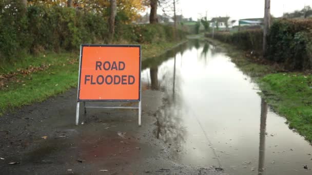 Road flooded sign - Footage, Video