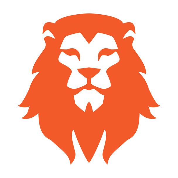 Lion head logo or icon in one color. Vector illustration. - Vector, Image