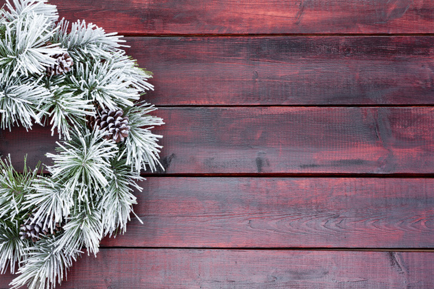 Corona di Natale in pino tradizionale glassata nella neve
 - Foto, immagini