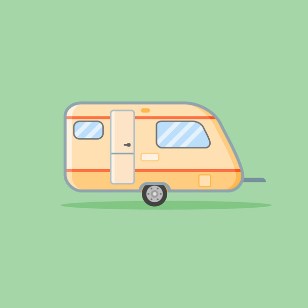 Camper trailer flat style icon. Caravan vector illustration. - Vektor, obrázek