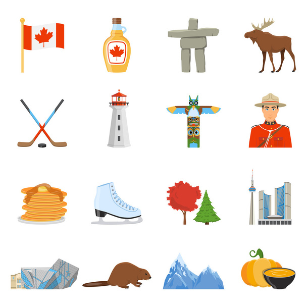 Kolekcja płaskie ikon symboli krajowych Kanada  - Wektor, obraz