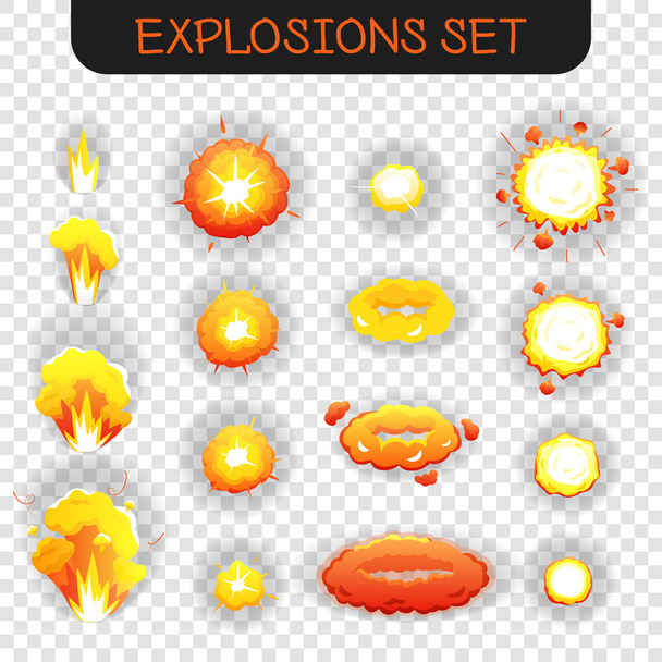 Cartoon Explosion Transparent Set - Vector, Image