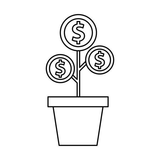 plant with coins funding icon - ベクター画像