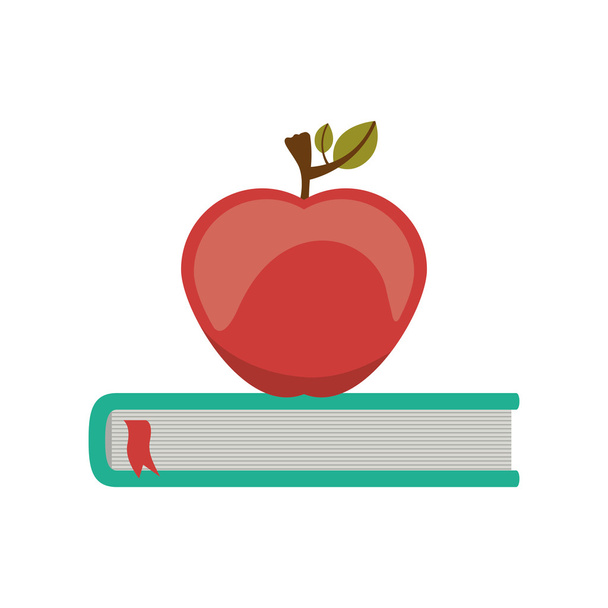 book and red apple icon - Vecteur, image