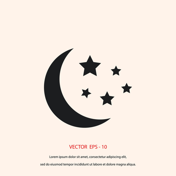 Luna y estrellas en el icono
 - Vector, Imagen