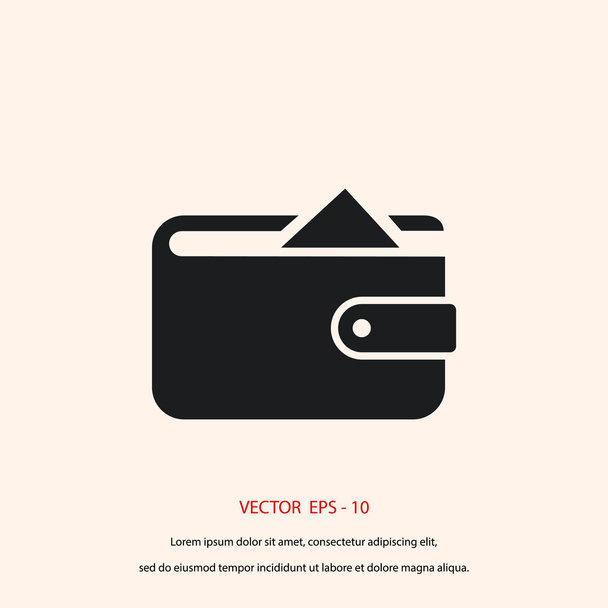 Plat lange schaduw portemonnee pictogram - Vector, afbeelding