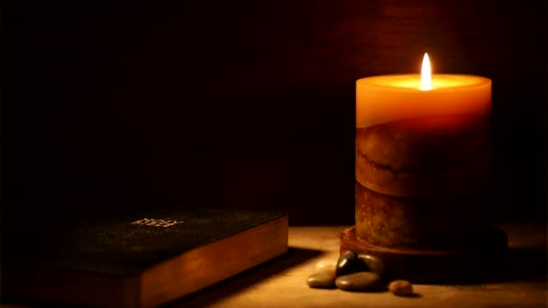 Bible and Candle Video Background - Footage, Video