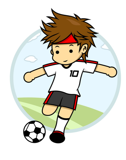 Number 10 Soccer player is trying to kick the ball on the field - Vector, Image