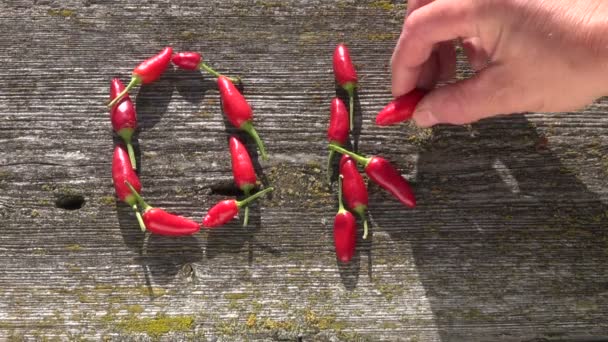 Word OK made of chili peppers - Footage, Video