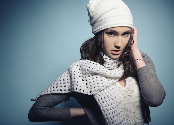cute girl in warm clothes - 写真・画像