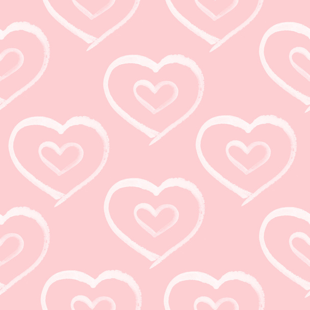 Retro seamless pattern. White heart on pink background - Fotografie, Obrázek